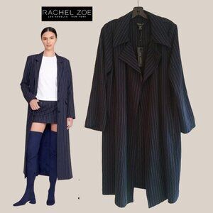 RACHEL ZOE NEW LINA Oversized Pinstripe Open Front 3/4-Sleeve Blazer XL
